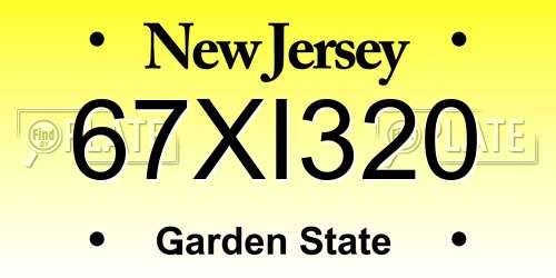 67XI320 New Jersey License Plate