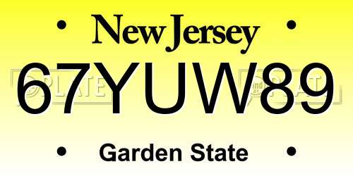 67YUW89 New Jersey License Plate