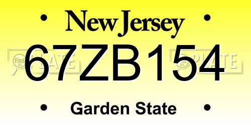 67ZB154 New Jersey License Plate