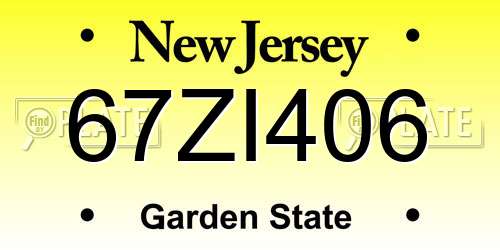 67ZI406 New Jersey License Plate