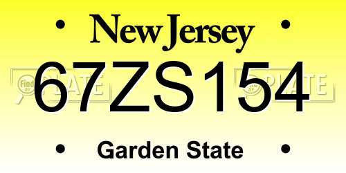 67ZS154 New Jersey License Plate