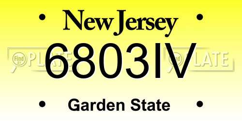6803IV New Jersey License Plate