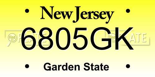 6805GK New Jersey License Plate