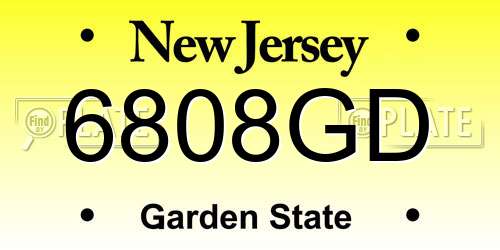 6808GD New Jersey License Plate