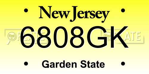 6808GK New Jersey License Plate