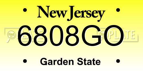 6808GO New Jersey License Plate
