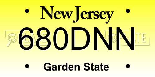 680DNN New Jersey License Plate