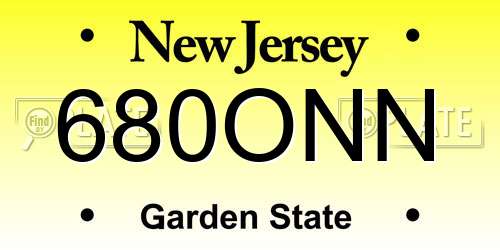 680ONN New Jersey License Plate