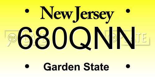 680QNN New Jersey License Plate
