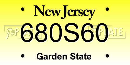 680S60 New Jersey License Plate