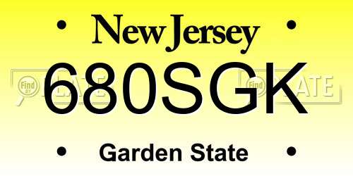 680SGK New Jersey License Plate