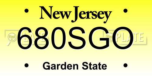 680SGO New Jersey License Plate