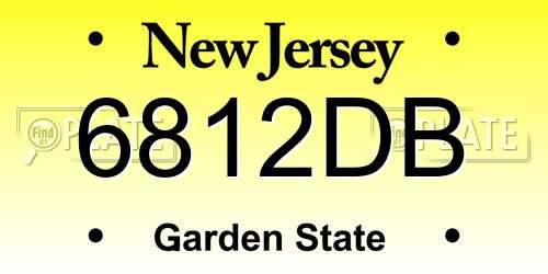 6812DB New Jersey License Plate