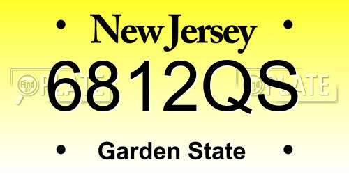6812QS New Jersey License Plate