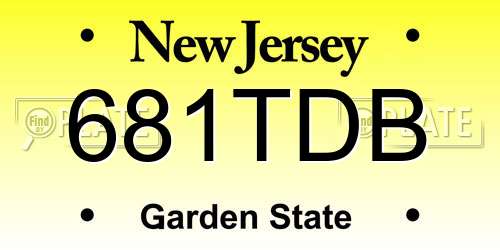 681TDB New Jersey License Plate