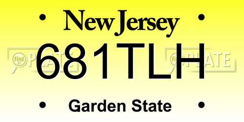 681TLH New Jersey License Plate
