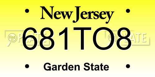 681TO8 New Jersey License Plate