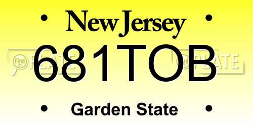 681TOB New Jersey License Plate