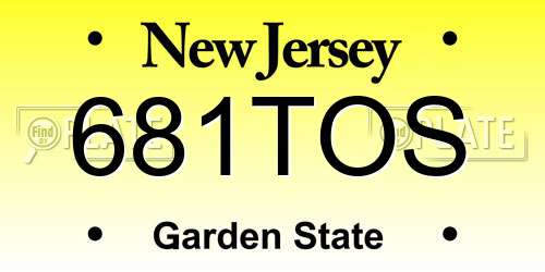 681TOS New Jersey License Plate