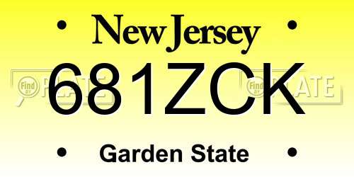 681ZCK New Jersey License Plate