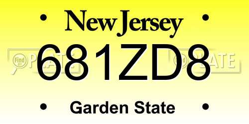 681ZD8 New Jersey License Plate