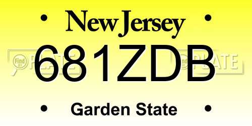 681ZDB New Jersey License Plate
