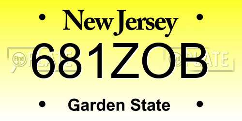 681ZOB New Jersey License Plate