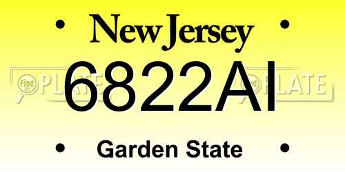 6822AI New Jersey License Plate