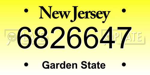 6826647 New Jersey License Plate