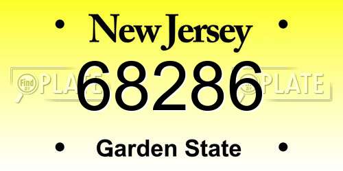 68286 New Jersey License Plate