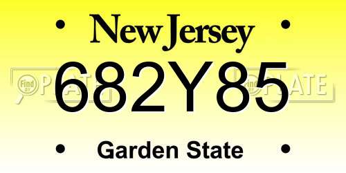 682Y85 New Jersey License Plate