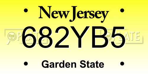 682YB5 New Jersey License Plate