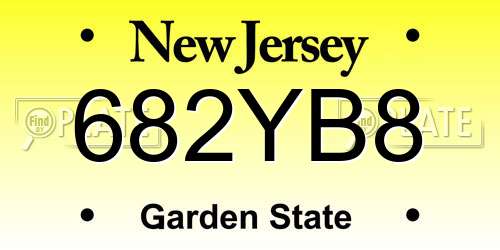 682YB8 New Jersey License Plate