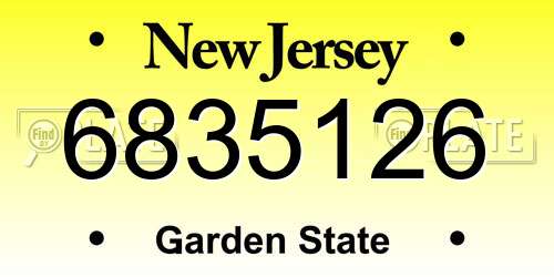 6835126 New Jersey License Plate