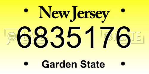 6835176 New Jersey License Plate