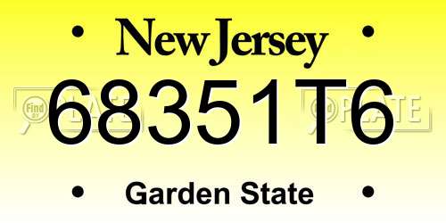 68351T6 New Jersey License Plate