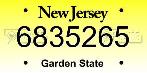6835265 New Jersey License Plate