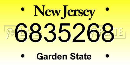 6835268 New Jersey License Plate
