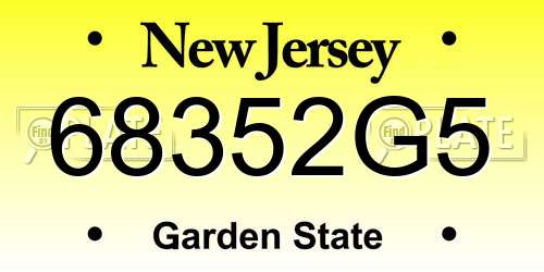 68352G5 New Jersey License Plate