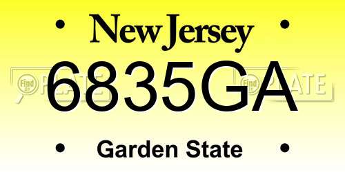 6835GA New Jersey License Plate