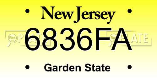 6836FA New Jersey License Plate