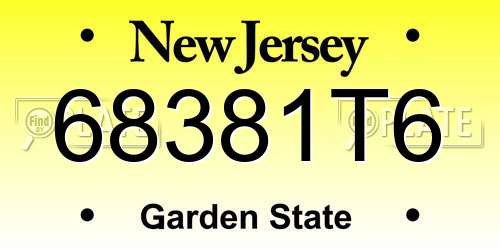 68381T6 New Jersey License Plate