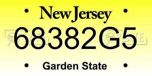 68382G5 New Jersey License Plate