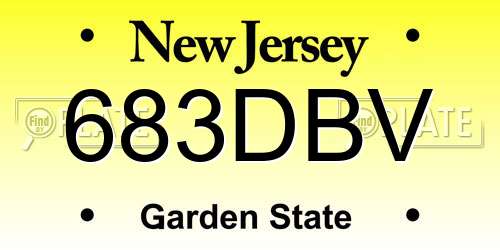 683DBV New Jersey License Plate