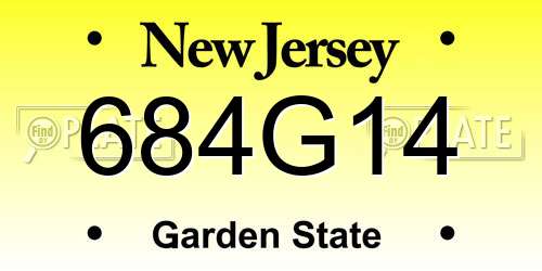 684G14 New Jersey License Plate