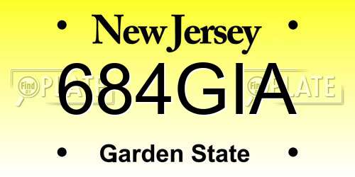 684GIA New Jersey License Plate