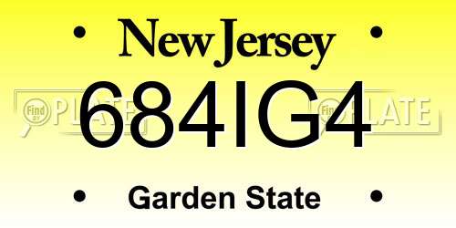 684IG4 New Jersey License Plate