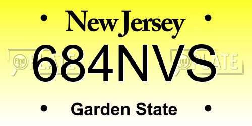 684NVS New Jersey License Plate