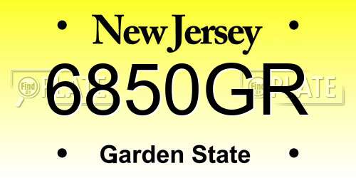 6850GR New Jersey License Plate