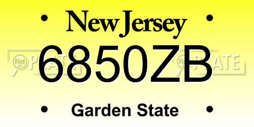 6850ZB New Jersey License Plate